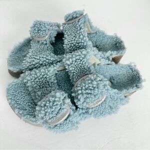 NWT Birkenstock Papillio Arizona Big Buckle Shearling fuzzy sandal blue 39/8